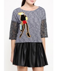 Женский синий свитер с круглым вырезом от Paccio