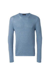 Мужской синий свитер с круглым вырезом от Prada