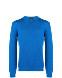 Мужской синий свитер с круглым вырезом от Roberto Collina