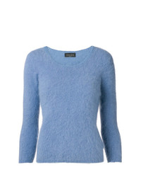 Женский синий свитер с круглым вырезом от Roberto Collina