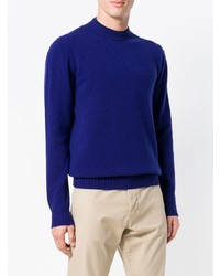 Мужской синий свитер с круглым вырезом от Aspesi