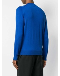 Мужской синий свитер с круглым вырезом от Alexander McQueen