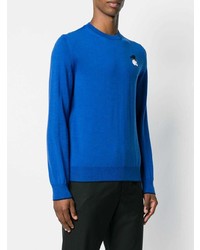 Мужской синий свитер с круглым вырезом от Alexander McQueen