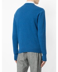 Мужской синий свитер с круглым вырезом от Drumohr