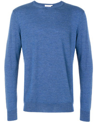 Мужской синий свитер с круглым вырезом от Sunspel
