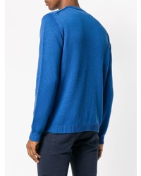Мужской синий свитер с круглым вырезом от Roberto Collina