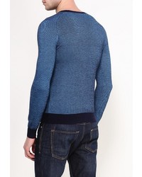 Мужской синий свитер с круглым вырезом от Y.Two