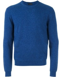 Мужской синий свитер с круглым вырезом от Z Zegna