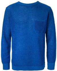 Мужской синий свитер с круглым вырезом