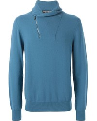 Синий свитер с отложным воротником от Dolce & Gabbana