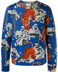 Мужской синий свитер с принтом от Gucci