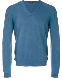 Мужской синий свитер от Zanone