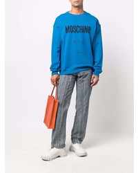 Мужской синий свитшот с принтом от Moschino