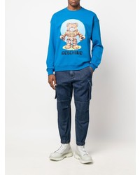 Мужской синий свитшот с принтом от Moschino