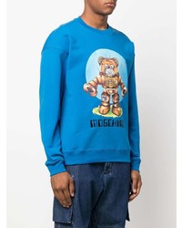 Мужской синий свитшот с принтом от Moschino