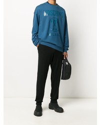 Мужской синий свитшот с принтом от Moschino