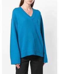 Синий свободный свитер от Prada
