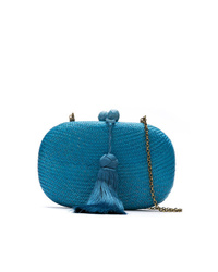 Синий соломенный клатч от Serpui