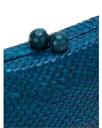 Синий соломенный клатч от Serpui