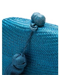 Синий соломенный клатч от Serpui