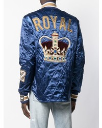 Мужской синий стеганый бомбер от Dolce & Gabbana