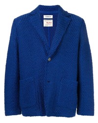 Мужской синий твидовый пиджак с узором "в ёлочку" от Coohem