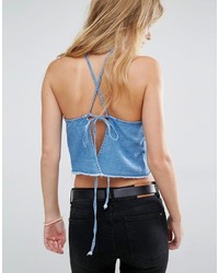 Синий укороченный топ от Pull&Bear