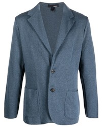 Синий хлопковый вязаный пиджак