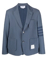 Мужской синий хлопковый пиджак в вертикальную полоску от Thom Browne