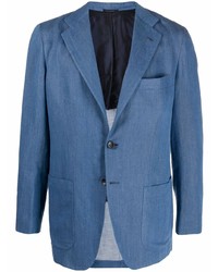 Мужской синий хлопковый пиджак от Kiton