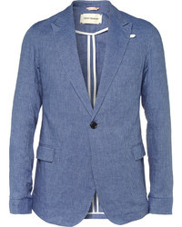 Мужской синий хлопковый пиджак от Oliver Spencer
