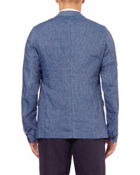 Мужской синий хлопковый пиджак от Oliver Spencer