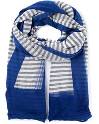 Женский синий шарф в горизонтальную полоску от Faliero Sarti
