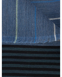Мужской синий шарф в горизонтальную полоску от Paul Smith