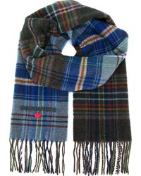 Мужской синий шарф в шотландскую клетку от DSQUARED2