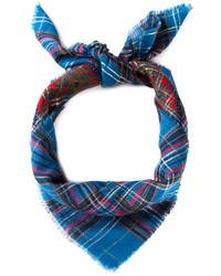 Женский синий шарф в шотландскую клетку от Saint Laurent