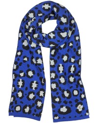 Синий шарф с леопардовым принтом