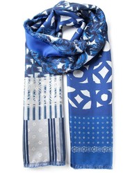 Синий шарф с принтом
