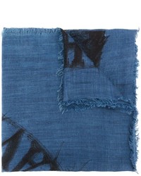 Женский синий шарф с принтом от Diesel