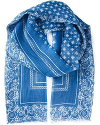 Мужской синий шарф с принтом от Kiton