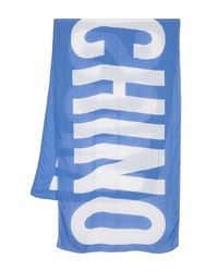 Мужской синий шарф с принтом от Moschino