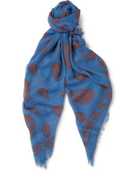 Мужской синий шарф от Alexander McQueen