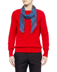 Мужской синий шарф от Alexander McQueen