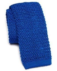 Синий шелковый вязаный галстук