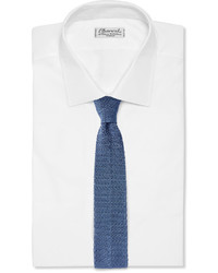 Мужской синий шелковый вязаный галстук от Dunhill