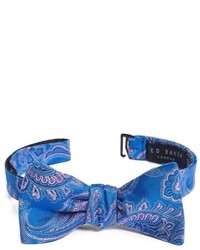 Синий шелковый галстук-бабочка с "огурцами"