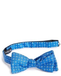 Синий шелковый галстук-бабочка с принтом