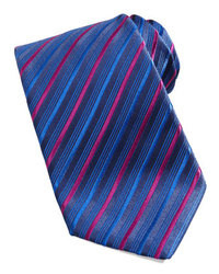 Синий шелковый галстук в вертикальную полоску