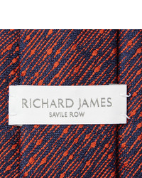 Мужской синий шелковый галстук в вертикальную полоску от Richard James