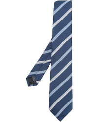Мужской синий шелковый галстук в горизонтальную полоску от Cerruti